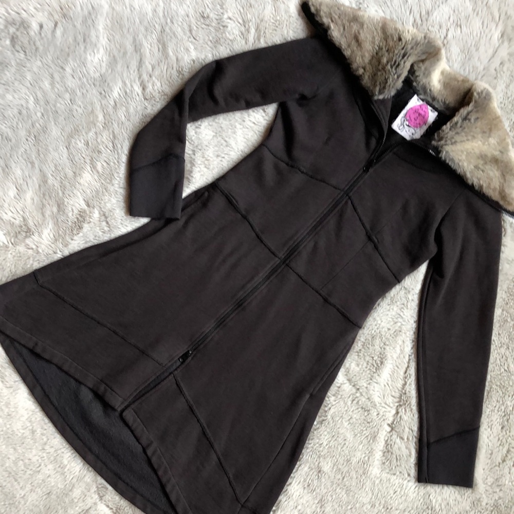 Free People Fur Trimmed Sweater Coat